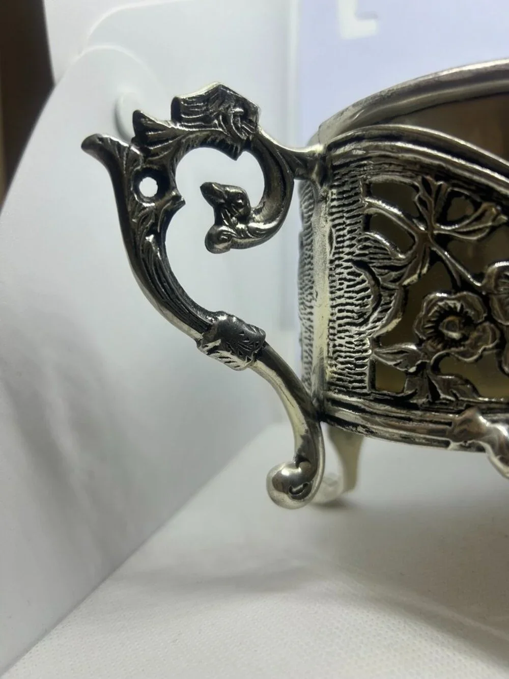 Antique! Silver-Plated Ornate Basket With Ornate Floral Rococo Design ~11